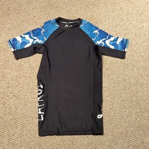 LAFROI Burst Maximum Performance Rash Guard Shirt Mens Small Black Blue